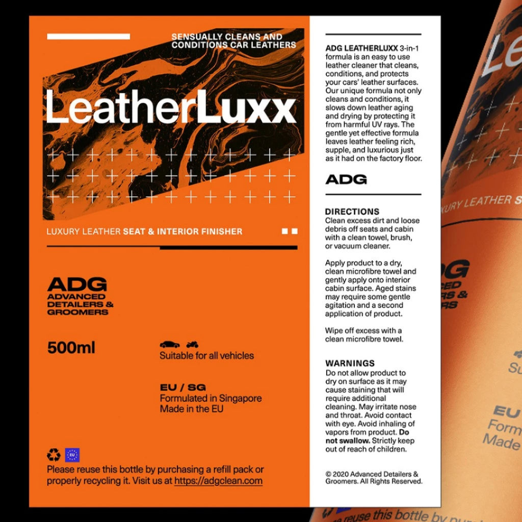 🇪🇺 ADG Car 3-in-1 Interior & Leather Cleaner LEATHERLUXX 500ml | Car Leather Seat Cleaning