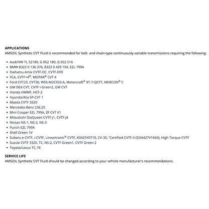 Car Service - AMSOIL CVT Service Package | Gearbox Oil / Transmission Fluid Servicing