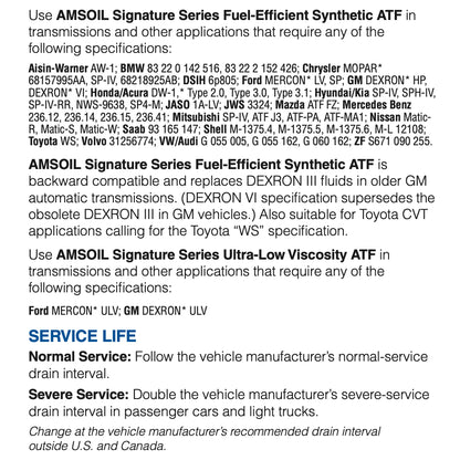 Car Service - AMSOIL ATF Service Package | Gearbox Oil Change SG / Auto Transmission Fluid