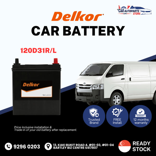 DELKOR 120D31R/L (90AH) Vehicle Battery | Shop Install / Onsite Van Car Battery Replacement Service