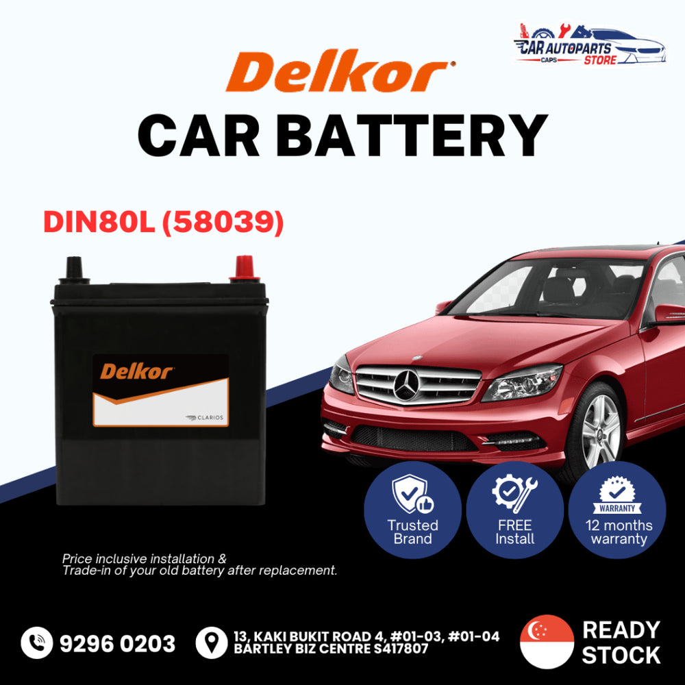 DELKOR DIN80L (80AH) Vehicle Battery | Shop Install / Onsite Car Battery Replacement Service