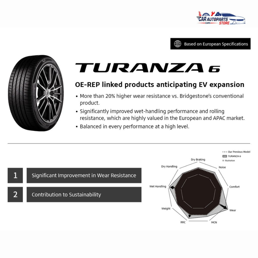 BRIDGESTONE Turanza 6 Tyre 16'' 17'' 18'' [With Installation] | Quiet Comfort Tyre