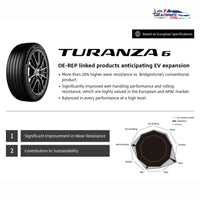 BRIDGESTONE Turanza 6 Tyre 16'' 17'' 18'' [With Installation] | Quiet Comfort Tyre