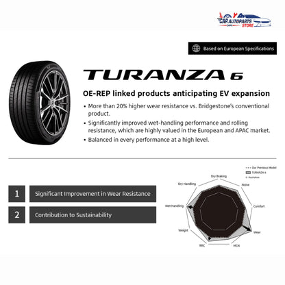 BRIDGESTONE Turanza 6 Tyre 16'' 17'' 18'' [With Installation] | Quiet Comfort Tyre