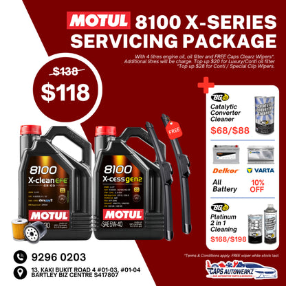 Car Servicing Package - MOTUL Engine Oil Service Package | 8100/300V 5W30 5W40 Fully Synthetic