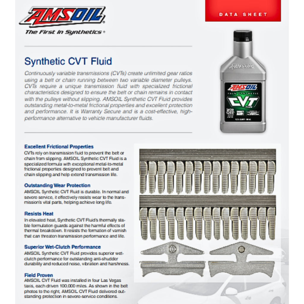 AMSOIL CVT Fluid 100% Synthetic 946ml (1 Quart) | Car Transmission Fluid