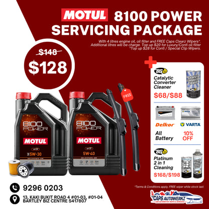 Car Servicing Package - MOTUL Engine Oil Service Package | 8100/300V 5W30 5W40 Fully Synthetic