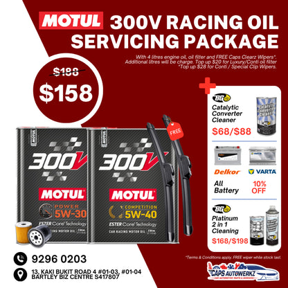 Car Servicing Package - MOTUL Engine Oil Service Package | 8100/300V 5W30 5W40 Fully Synthetic