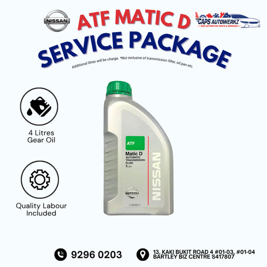 Car Service - Nissan Original ATF Service Package | Gearbox Oil Change SG | Transmission Fluid