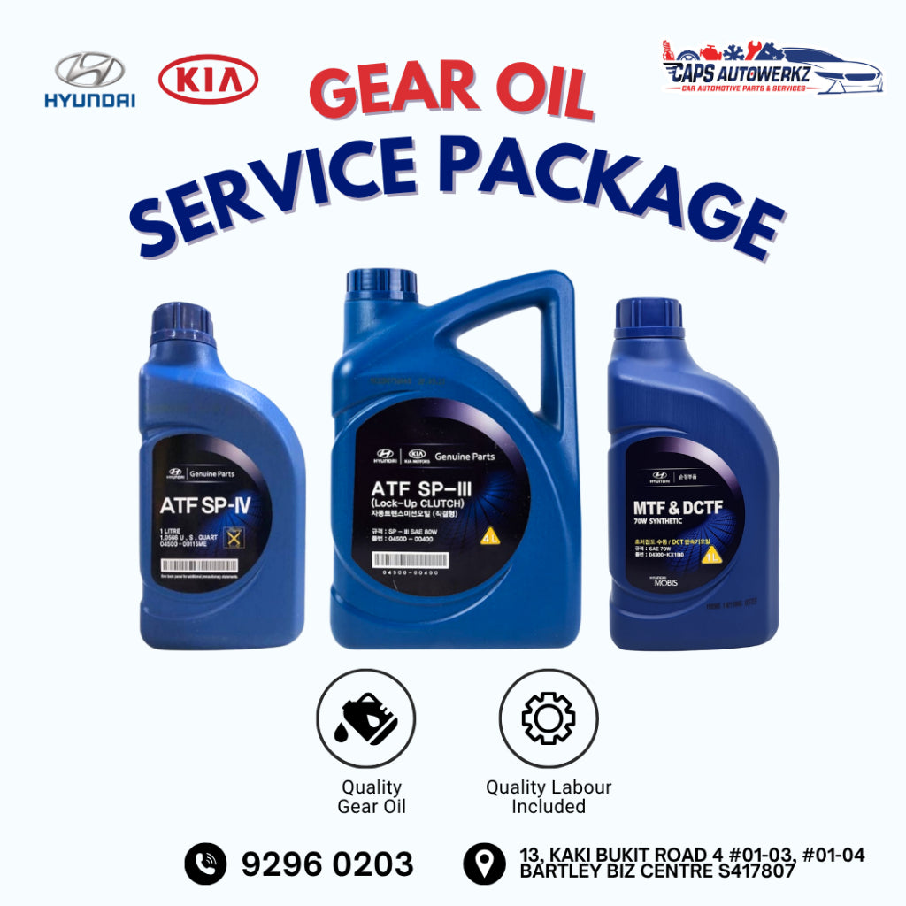 Car Service - Hyundai/Kia Original Gear Oil Service Package | Gearbox Oil Change SG | ATF CVTF DCTF