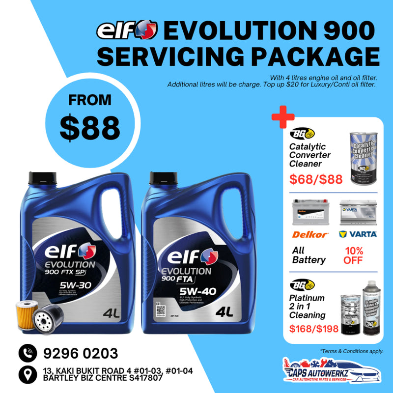 Car Servicing Package - ELF Evolution 4L Engine Oil Service Package | Fully Synthetic 5W30 5W40