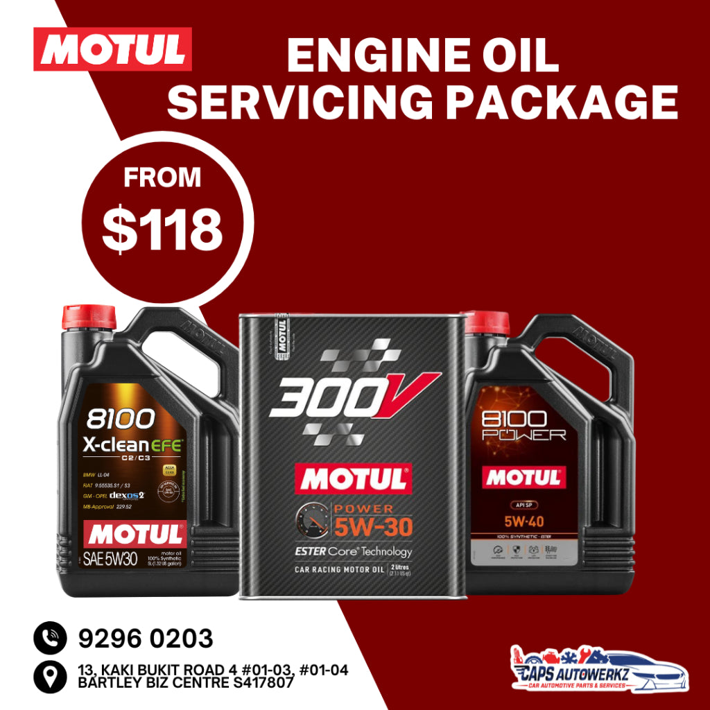 Car Servicing Package - MOTUL Engine Oil Service Package | 8100/300V 5W30 5W40 Fully Synthetic
