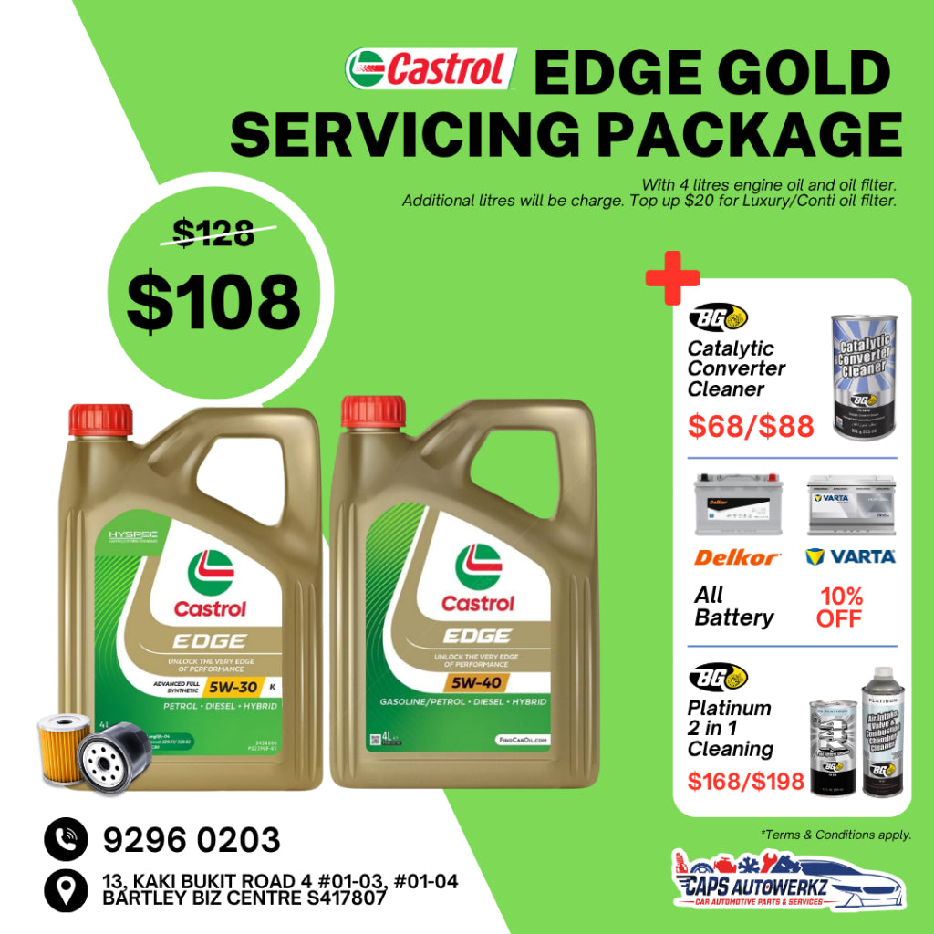 Car Servicing Package - CASTROL 4L Engine Oil Service Package | 0W20/5W30/5W40 Fully Synthetic