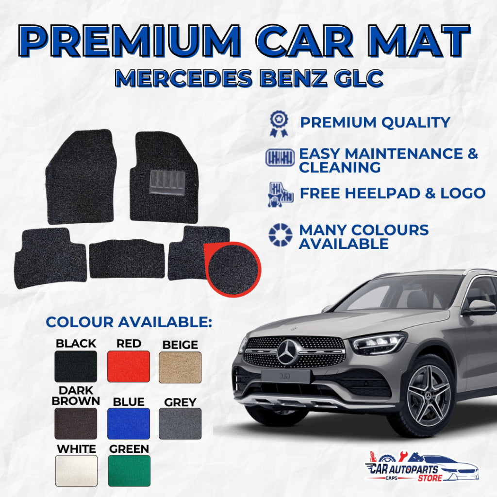 MERCEDES BENZ GLC  Premium Customized Single Color Coil Car Mat Set | Car Floor Mats / Carpet