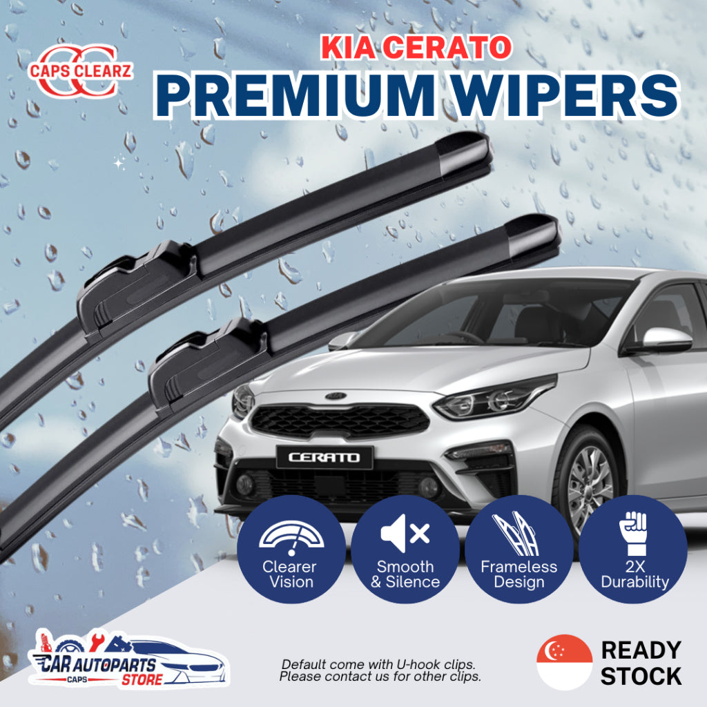 KIA CERATO | CAPS CLEARZ Premium Car Wiper Set - Front and Rear Windshield Wiper Set | Kia K3 OEM