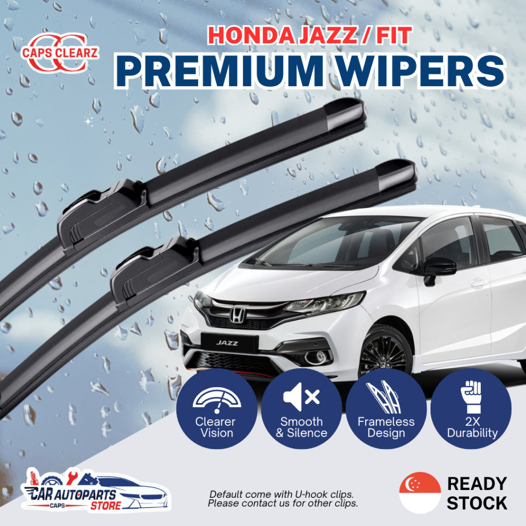Honda Jazz / Honda Fit | CAPS CLEARZ Premium Car Wipers - Front Windshield Wiper Set | OEM