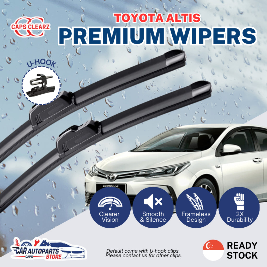 Toyota Altis | CAPS CLEARZ Premium Car Wipers - Front Windshield Wiper Set | OEM