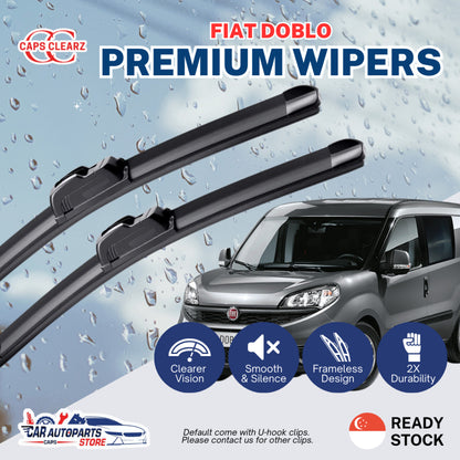 Fiat Doblo | CAPS CLEARZ Premium Car Wipers - Front Windshield Wiper Set | OEM