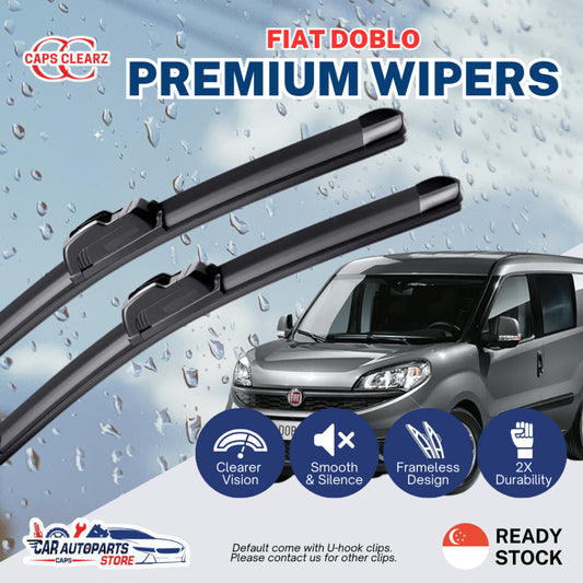 Fiat Doblo | CAPS CLEARZ Premium Car Wipers - Front Windshield Wiper Set | OEM