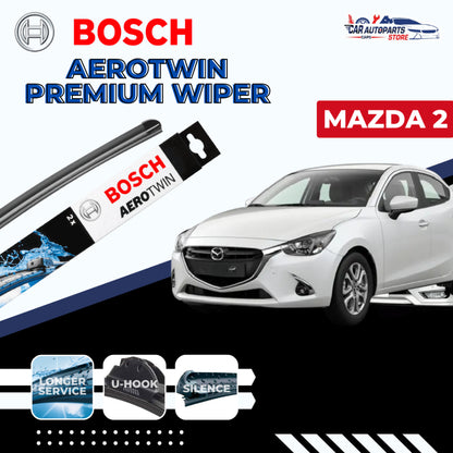 MAZDA 2 BOSCH Aerotwin Car Front Wiper Set & Rear Wiper | Premium Windshield Wiper Blades