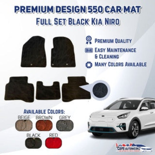 Premium Design 550 Car Mat Full Set Black Kia Niro