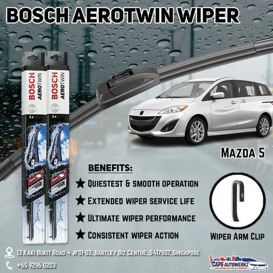 Mazda 5 Car Wiper Set | Premium AeroTwin FRONT & REAR (OEM ONLY)