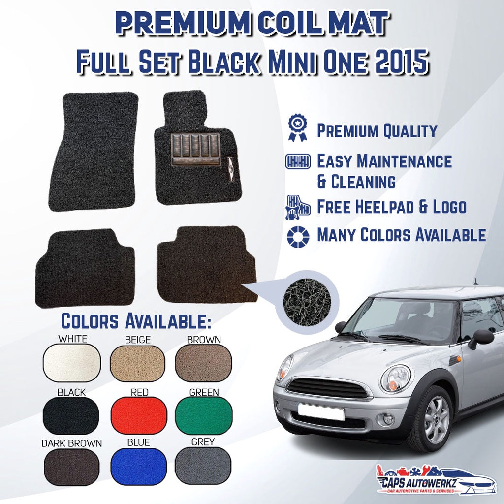 Premium Customized Single Color Coil Car Mats Mini One (Available for Single Driver & Whole Sets [Front and Rear])