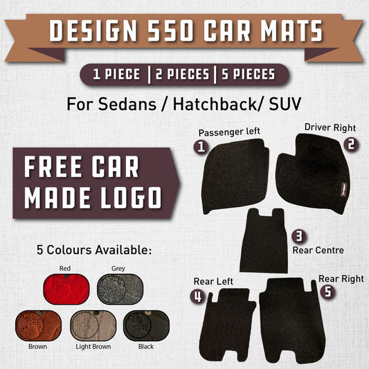 Premium Customized DESIGN 550 Car Mats (Available for Single Driver & Whole Sets [Front and Rear])