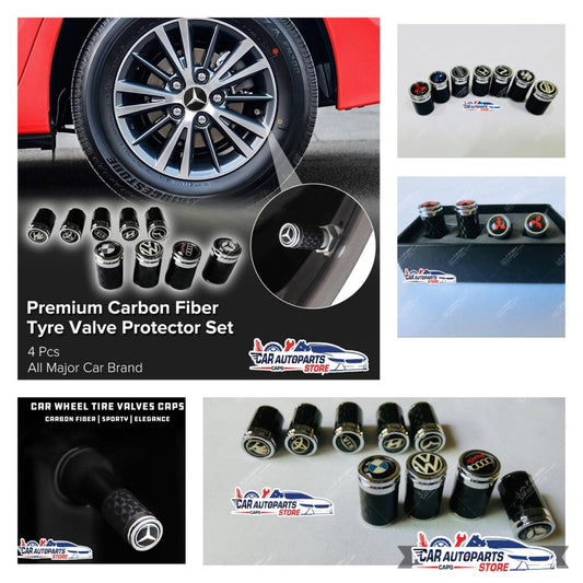 Premium LOGO Carbon Fibre Tyre Valves (4pc Sets) For Asian Car