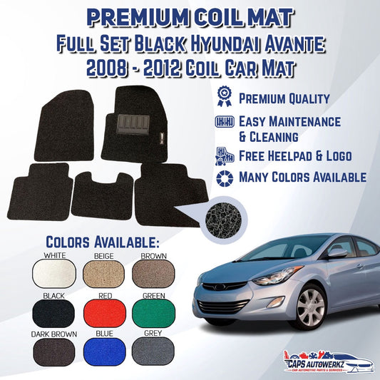 Premium Customized Single Color Coil Car Mats Hyundai Avante 2008 - 2012