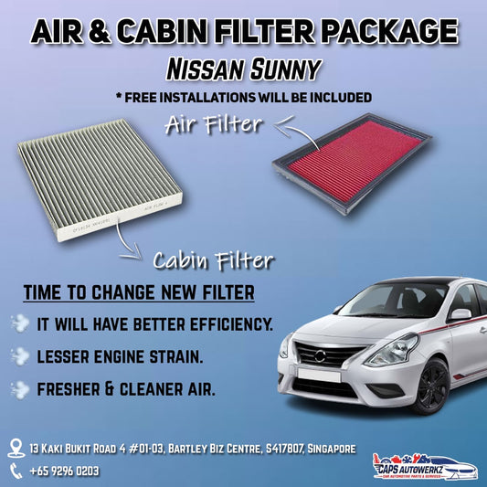 Nissan Sunny Air And Aircon Filter Package Comes With Free Installation