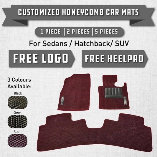 Premium Customized Honey Comb Car Mats (Available for Single Driver & Whole Sets [Front and Rear])