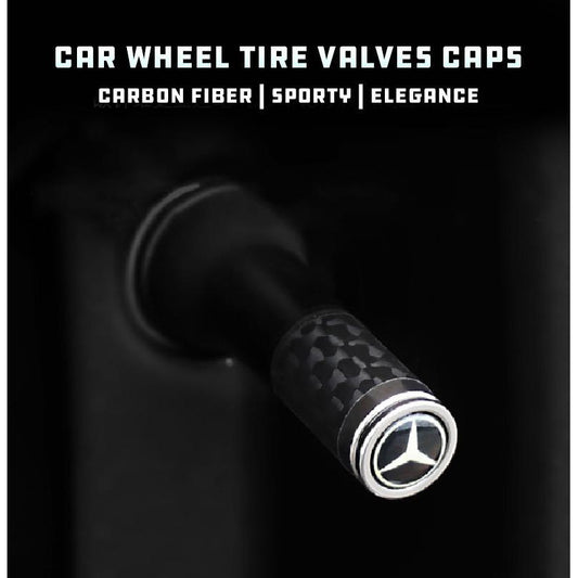Premium LOGO Carbon Fibre Tyre Valves (4pc Sets) For European Car