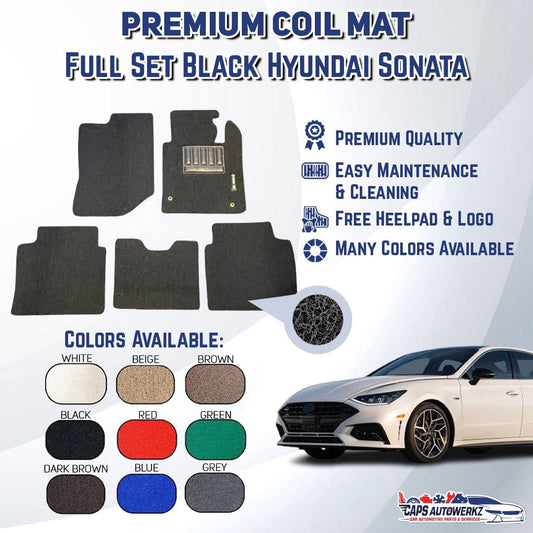 Premium Customized Single Color Coil Car Mats Hyundai Sonata (Available for Single Driver & Whole Sets [Front and Rear])